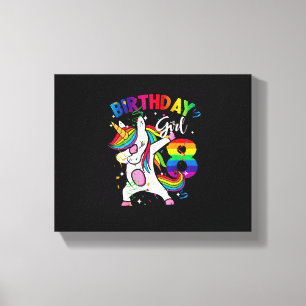8 Years Old Kid 8th Birthday Gift Dabbing Unicorn  Canvas Print
