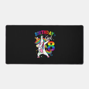 8 Years Old Kid 8th Birthday Gift Dabbing Unicorn Desk Mat