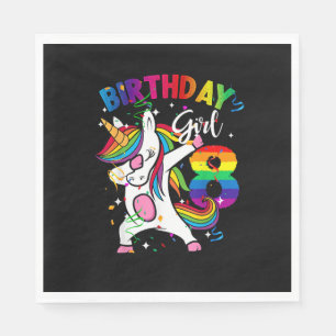 8 Years Old Kid 8th Birthday Gift Dabbing Unicorn Napkin