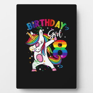 8 Years Old Kid 8th Birthday Gift Dabbing Unicorn Plaque