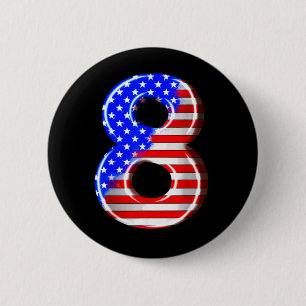 8 Years Old Kids America USA Flag 8th Birthday 6 Cm Round Badge
