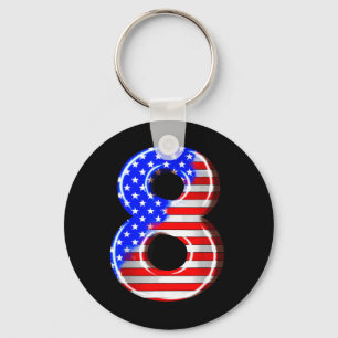 8 Years Old Kids America USA Flag 8th Birthday Key Ring