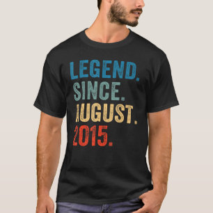 8 Years Old Legend Since August 2015 8th Birthday T-Shirt