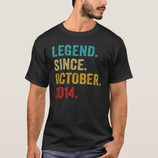 8 Years Old Legend Since October 2014 8th Birthday T-Shirt