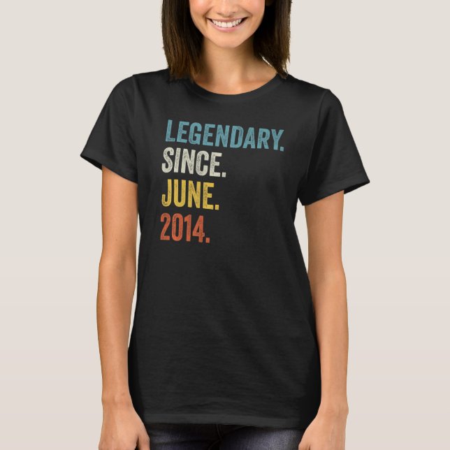 8 Years Old Legendary Since June 2014 8th Birthday T-Shirt (Front)
