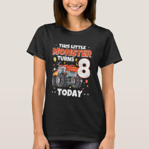 8 Years Old Little Monster Truck Kids 8th Birthday T-Shirt