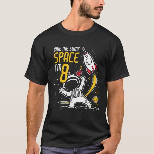 8 Years Old Shirt Outer Space 8Th Birthday Boy Ast (Front)