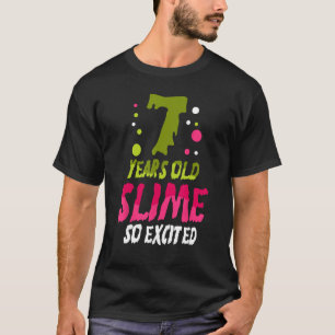 8 Years Old Slime So Exited Green Blue Slime Birth T-Shirt