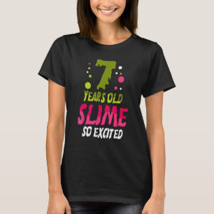 8 Years Old Slime So Exited Green Blue Slime Birth T-Shirt