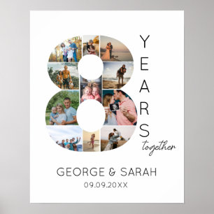 8 Years Together Photo Collage Wedding Anniversary Poster