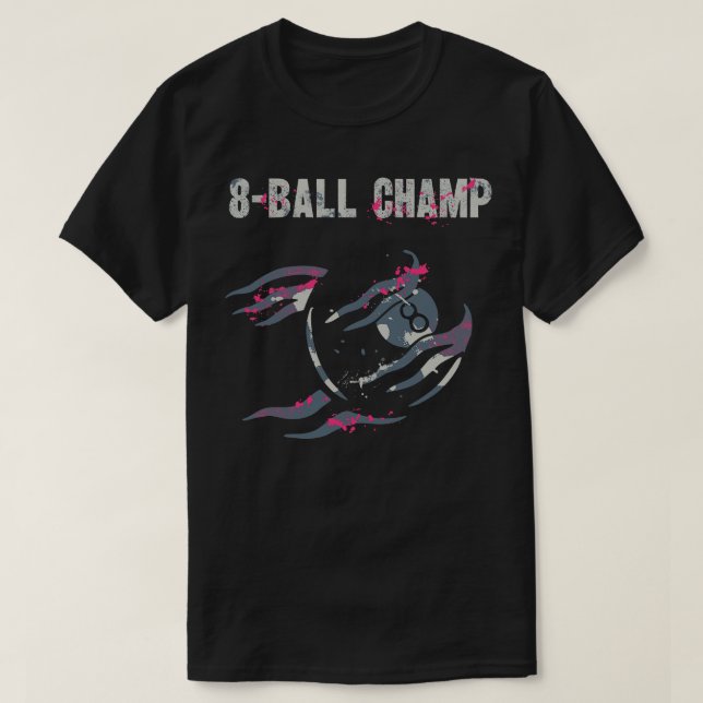 8Ball Champion Billiards Snooker Player T-Shirt (Design Front)
