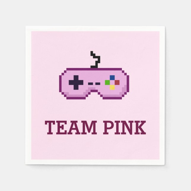 8bit Gamer Gender Reveal Team Pink Napkin (Front)