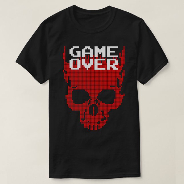 8Bit Retro Gaming Game Over Gamer Halloween Pixel  T-Shirt (Design Front)