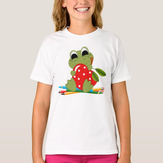 #8Lil Lady Frog Bella Ringer T-Shirt (Front)