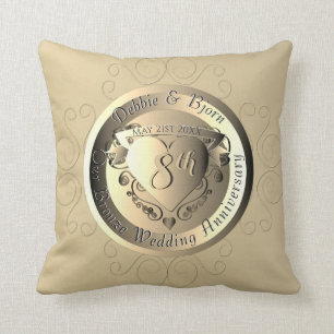 8th,19th Wedding Anniversary Bronze +Photo Cushion
