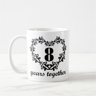 8th Anniversary 8 Years Together Heart Gift Mug