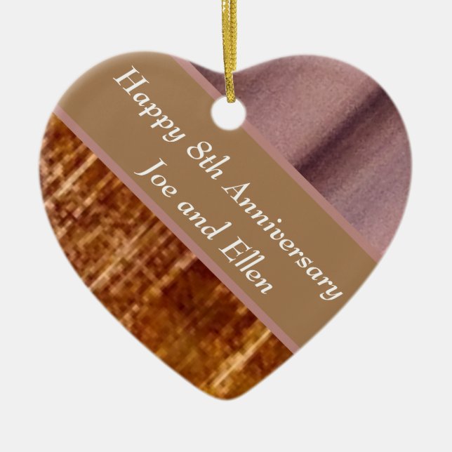 8th Anniversary, Bronze and Pottery  Ceramic Ornament (Front)