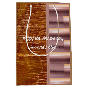 8th Anniversary, Bronze and Pottery  Medium Gift Bag