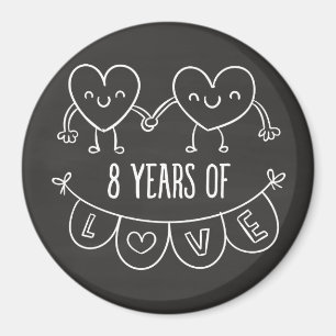 8th Anniversary Gift Chalk Hearts Magnet