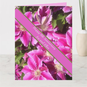 8th Anniversary, pink Clematis Card