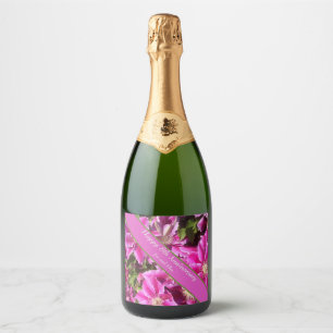 8th Anniversary, pink Clematis Sparkling Wine Label