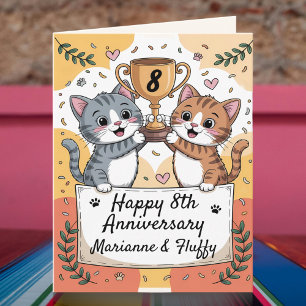 8th Anniversary Wedding cats Card