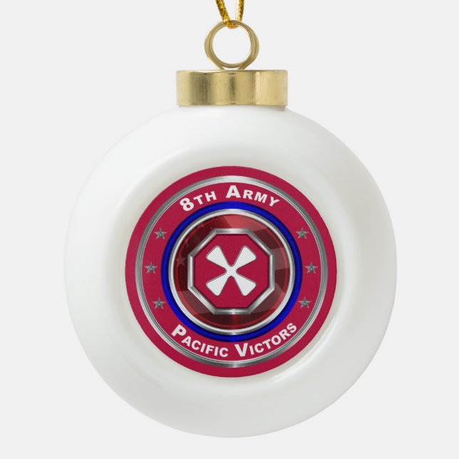 8th Army Customised Keepsake Ceramic Ball Christmas Ornament (Front)