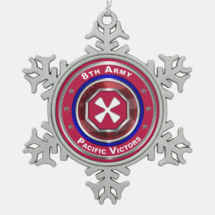 8th Army Customised Keepsake Snowflake Pewter Christmas Ornament