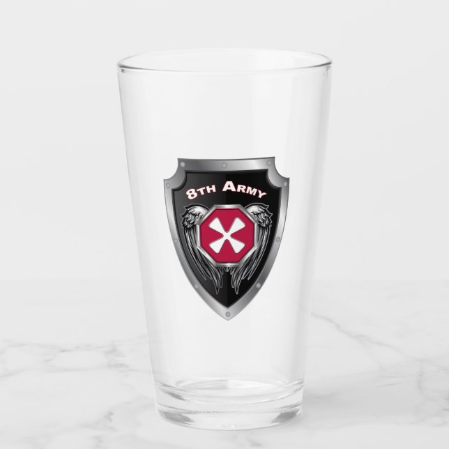 8th Army Veteran Custom Shield Glass (Front)