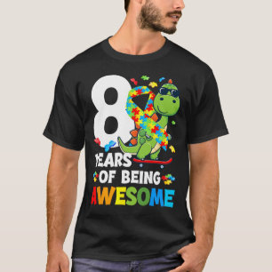 8th Autism Birthday Party Eight Year Old Autistic  T-Shirt