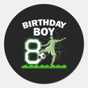 8th B-day Soccer Sport Lover Theme 8 Year Old Birt Classic Round Sticker
