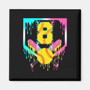 8th Bday Softll Home Plate Drip Ice Cream 8 Year O Magnet
