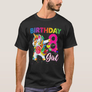 8Th Birthay Party Girl Dabbing Unicorn Happy 8 Yea T-Shirt