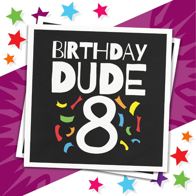 8th Birthday 8 Year Old Boy Party Birthday Dude 8 Napkin (Creator Uploaded)