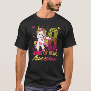 8th Birthday 8 Year Old Girl Flossing Unicorn Par T-Shirt