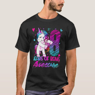 8th Birthday 8 Year Old Girl Flossing Unicorn Part T-Shirt