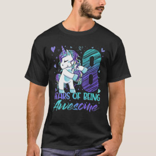 8Th Birthday 8 Year Old Girl Flossing Unicorn Part T-Shirt