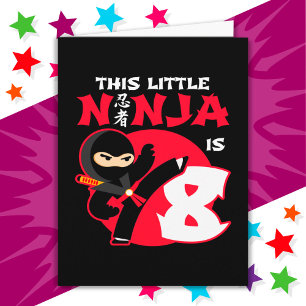 8th Birthday 8 Year Old Kids Party Little Ninja 8 Card