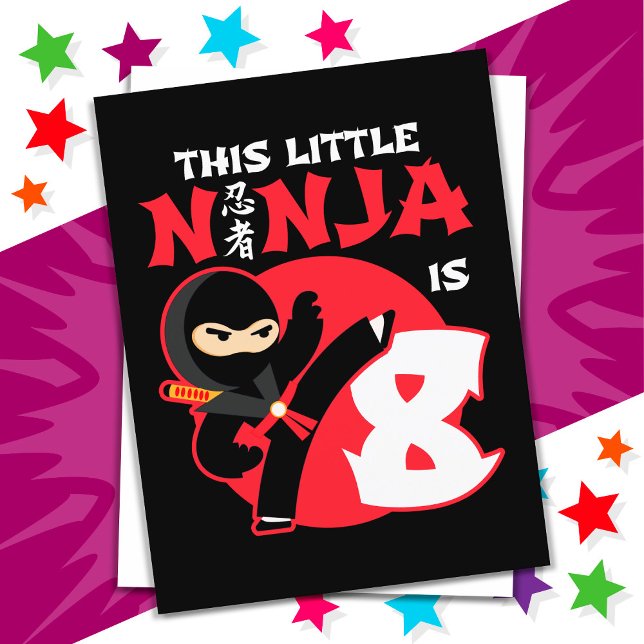 8th Birthday 8 Year Old Kids Party Little Ninja 8 Postcard (Creator Uploaded)