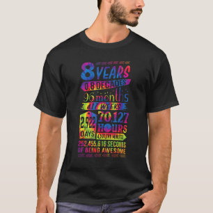 8th Birthday 8 Year Old Sign Awesome Eighth Tie Dy T-Shirt