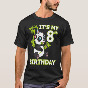 8th Birthday 8 Years Old Party Animal Panda T-Shirt