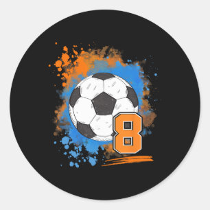 8th Birthday 8 Years Old Soccer Ll Classic Round Sticker
