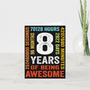 8th birthday 8 years old vintage retro 96 months card