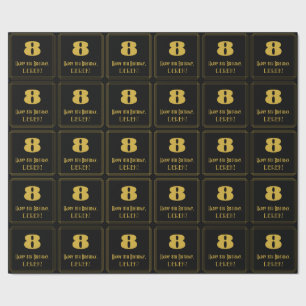 8th Birthday – Art Deco Inspired Look "8" & Name Wrapping Paper