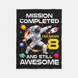 8th Birthday Astronaut 8 Years Old Outer Space Fleece Blanket