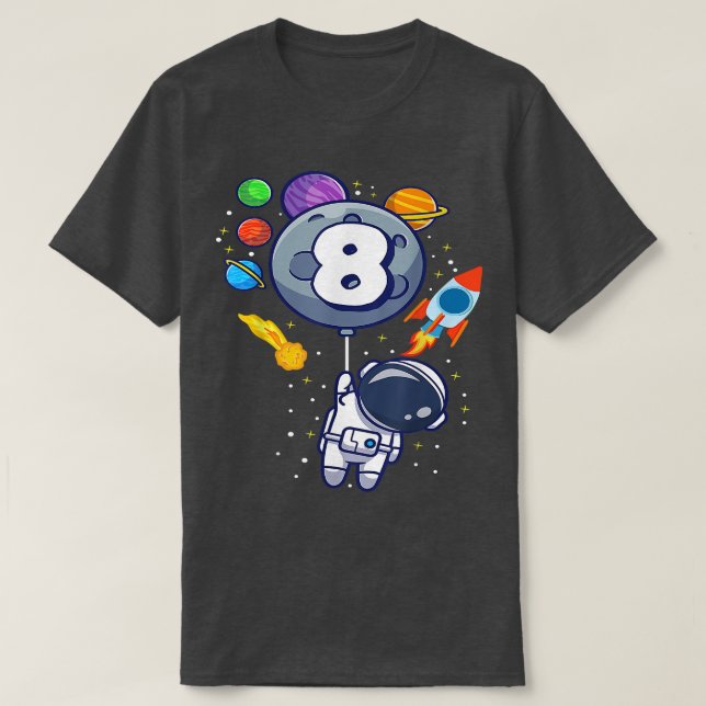 8th birthday astronaut 8th birthday 8 year old boy T-Shirt (Design Front)
