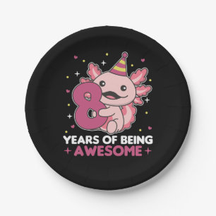 8th Birthday Axolotl Eight Year Old Sweet Axolotls Paper Plate