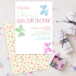 8th Birthday Balloon Animal Invite