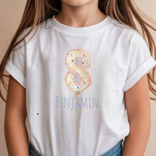 8th Birthday Balloon Milestone Birthday Party  T-Shirt