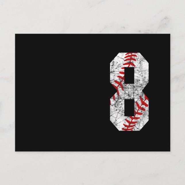 8th Birthday Baseball Big Number Eight 8 Year Old  Postcard (Front)